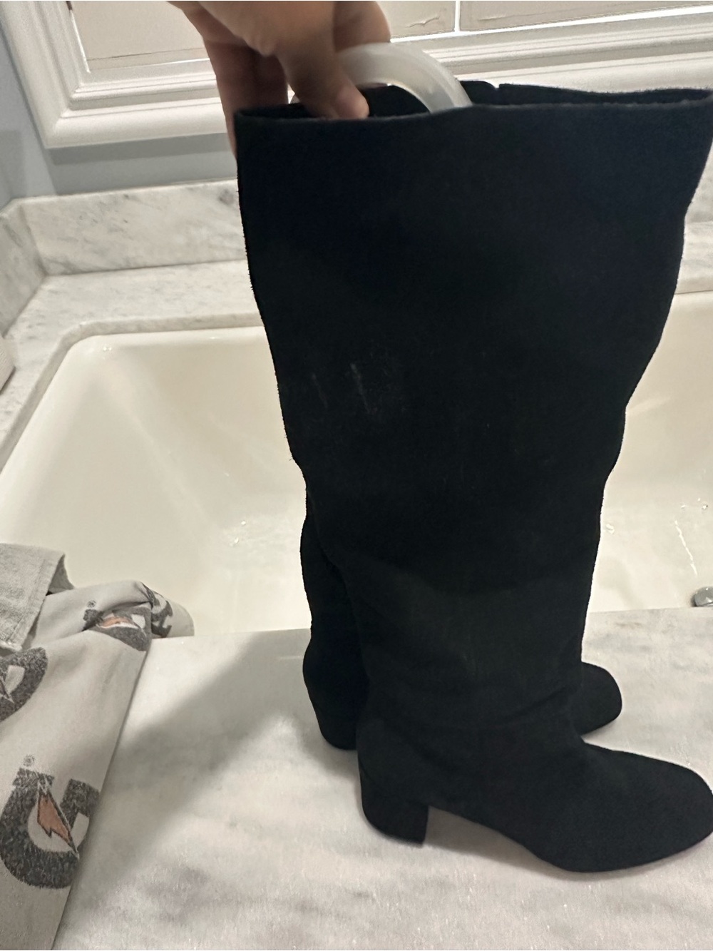 Splendid Black Over-The-Knee Suede-Look Boots